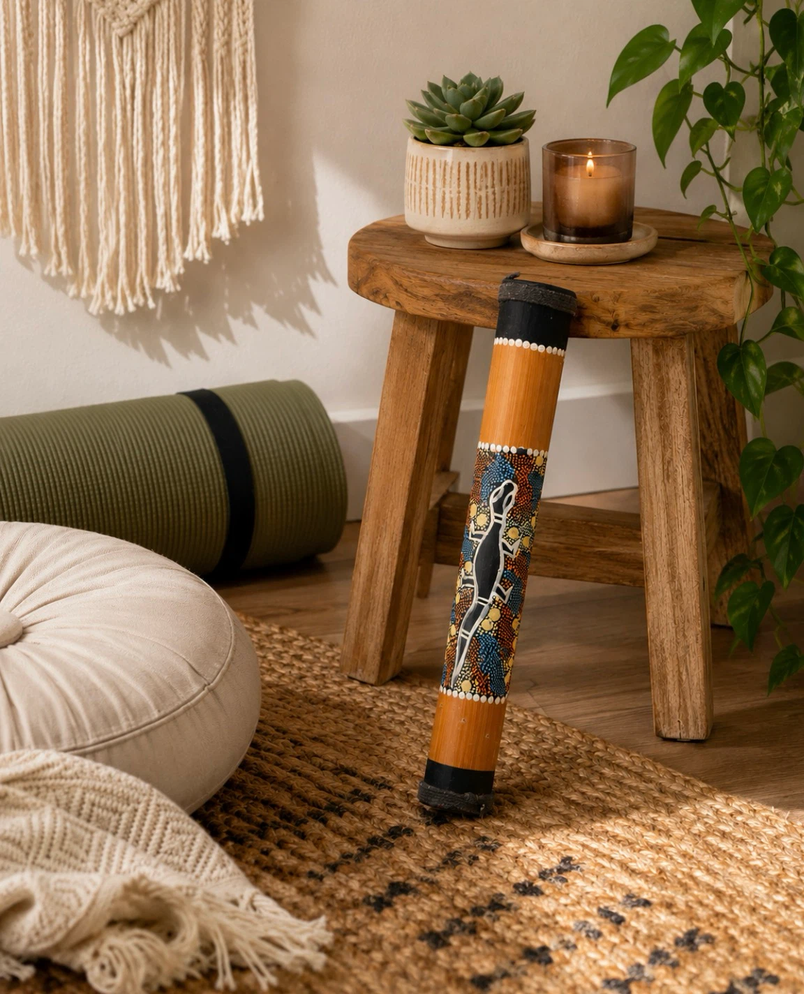 Didgeridoo Hand Painted Bamboo Rainstick Gecko