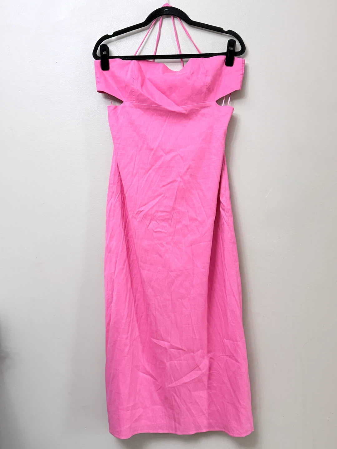 Zara Hot Pink Cut-Out Midi Dress Size L - photo 2