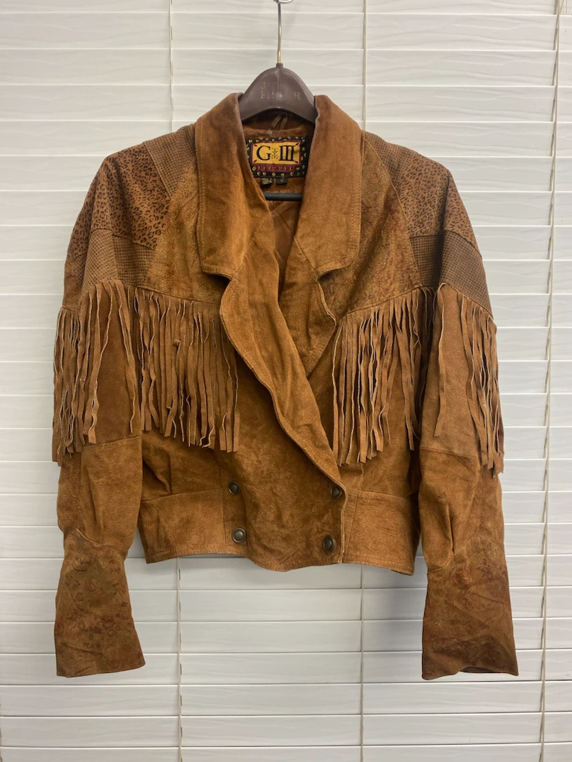 G III Leather Suede Fringe Jacket