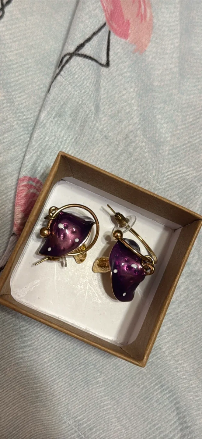 Purple Mushroom Earrings