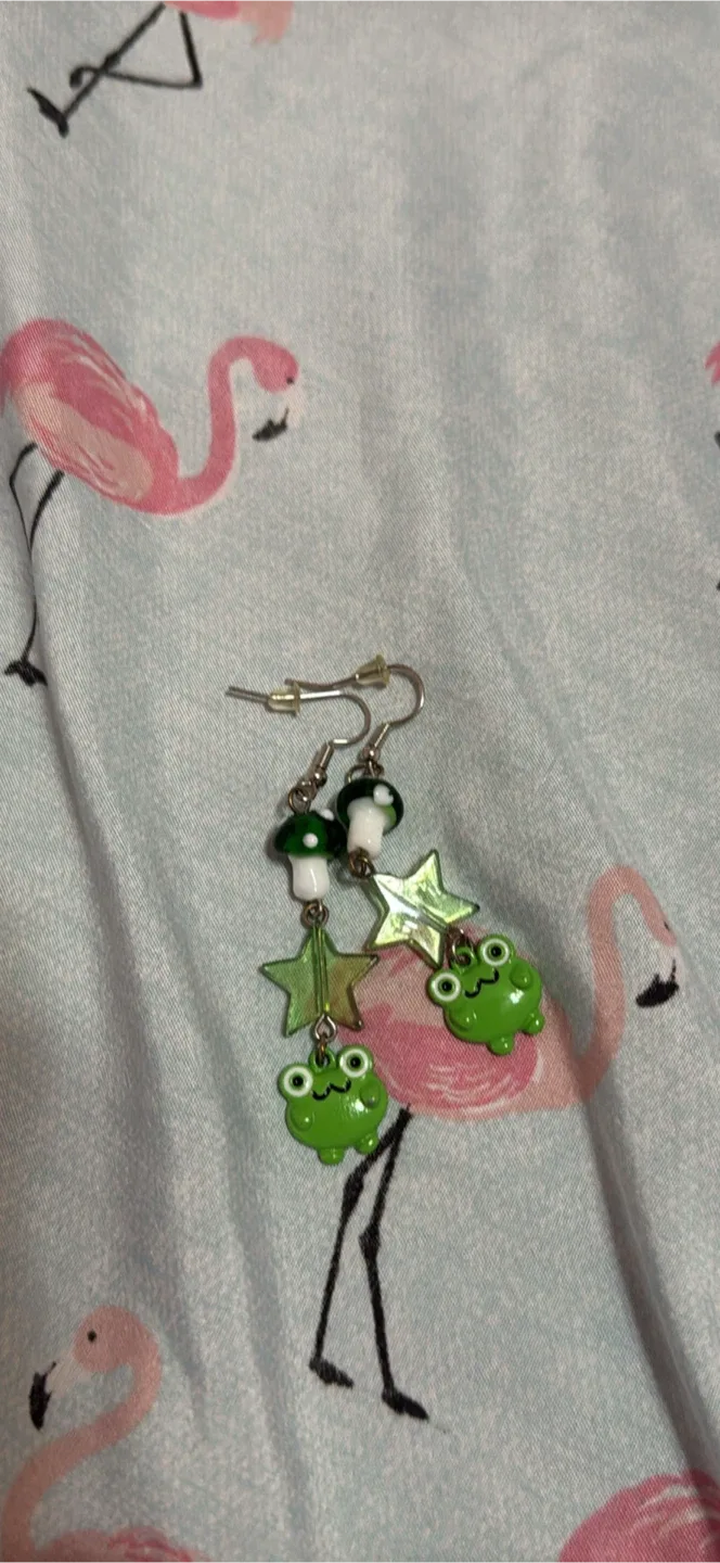 Cute Frog and Mushroom Earrings