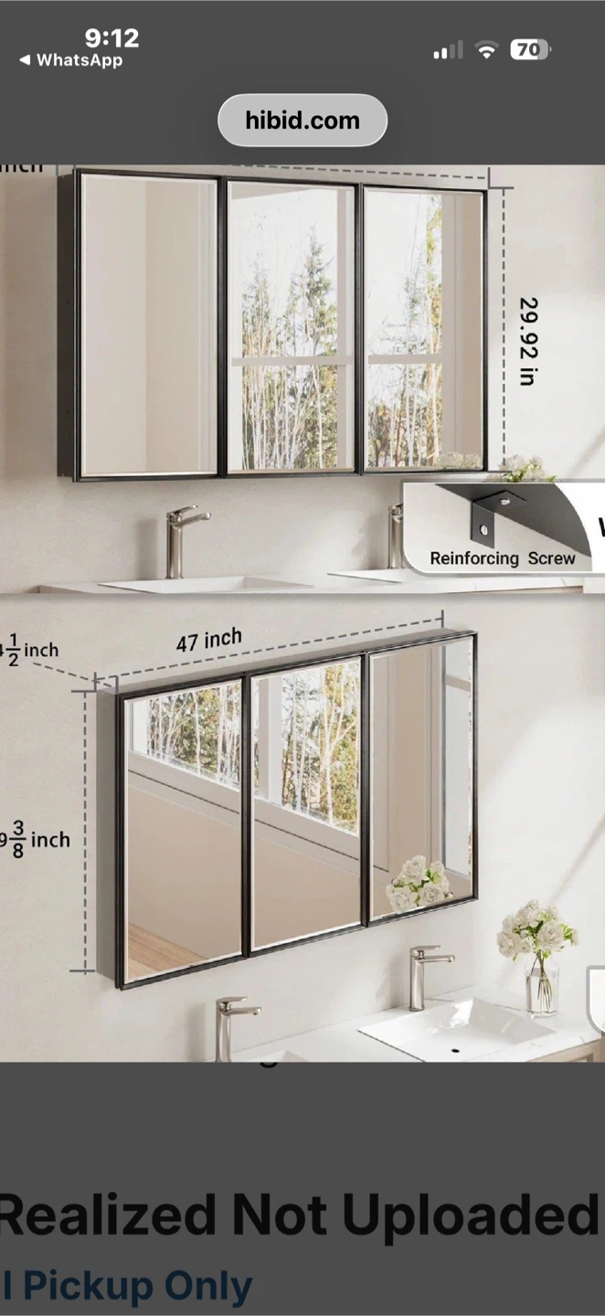 NEW 48"x30" Black Frame Mirror Cabinet - photo 3