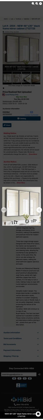 NEW 48"x30" Black Frame Mirror Cabinet - photo 5