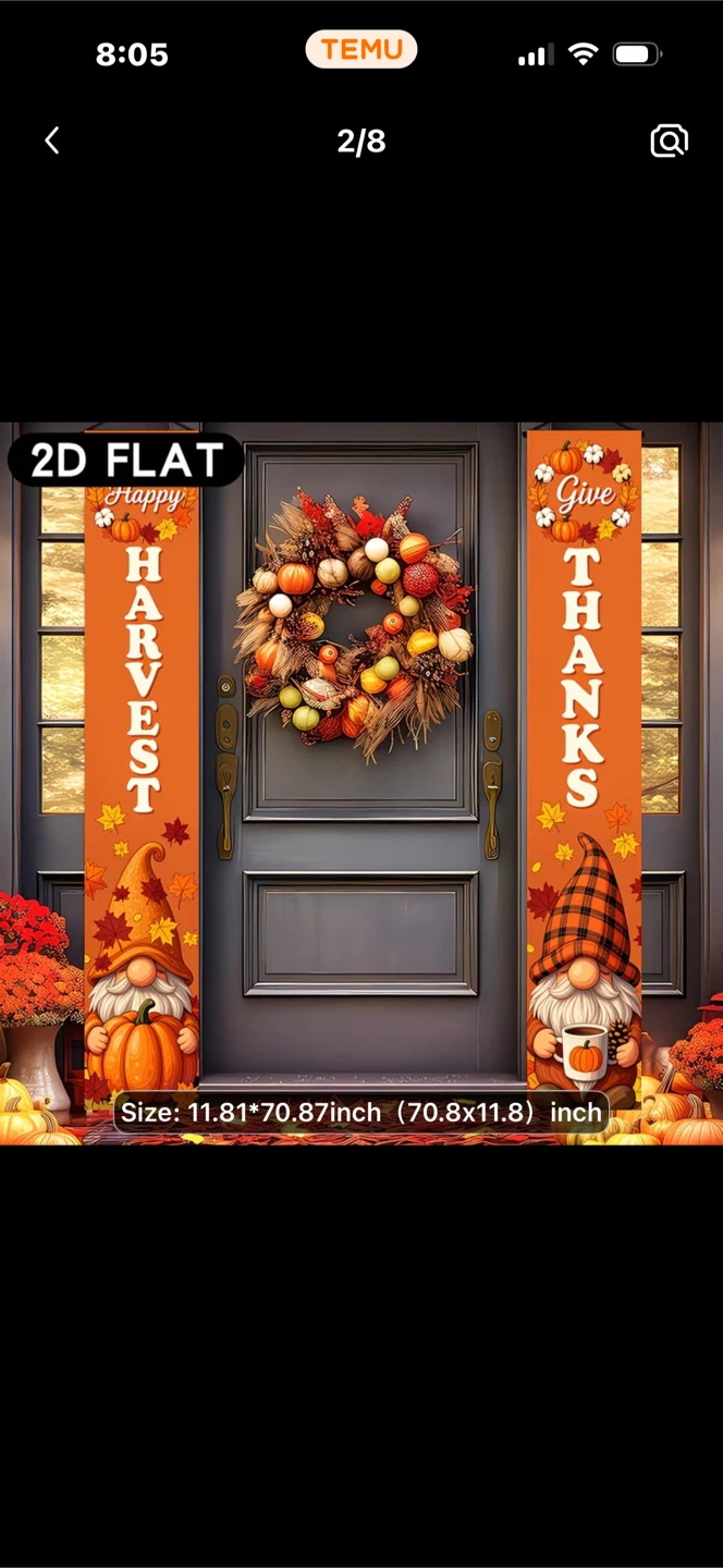 2D Flat Harvest & Thanks Gnomes Porch Banners (Pair) - photo 2