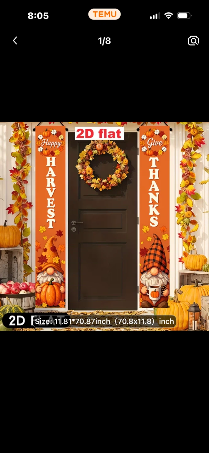 2D Flat Harvest & Thanks Gnomes Porch Banners (Pair) - photo 3