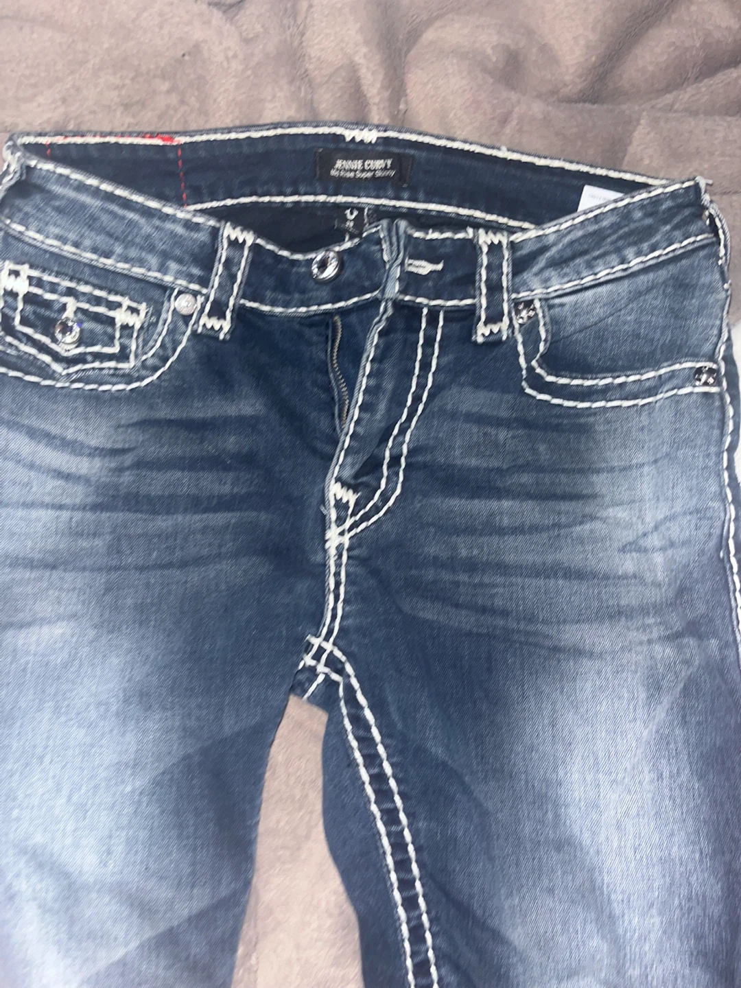 True Religion Jennie Curvy Mid Rise Super Skinny Jeans Size 28