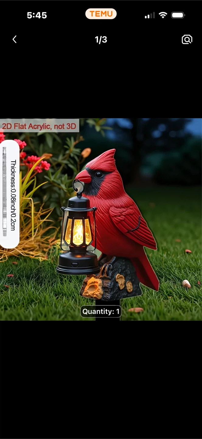 Flat Cardinal Garden Stake with Lantern
