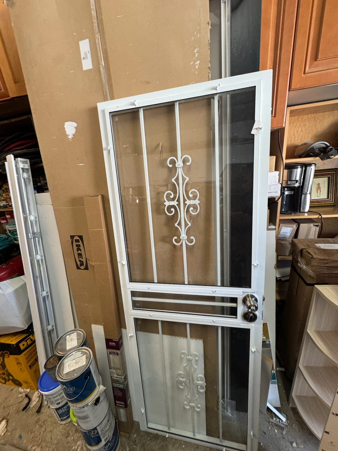 White Security Storm Door with Decorative Grille 29x79 - photo 2