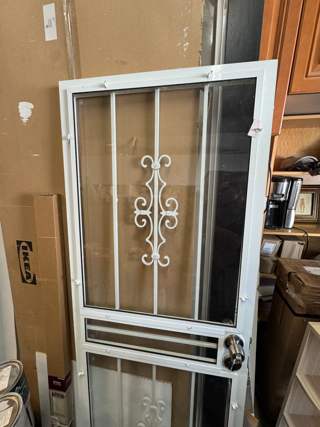 White Security Storm Door with Decorative Grille 29x79 - photo 3