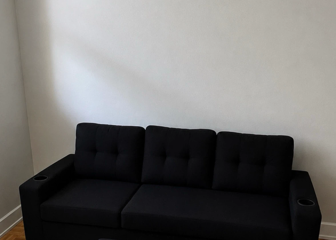 Black Sofa with Cup Holders