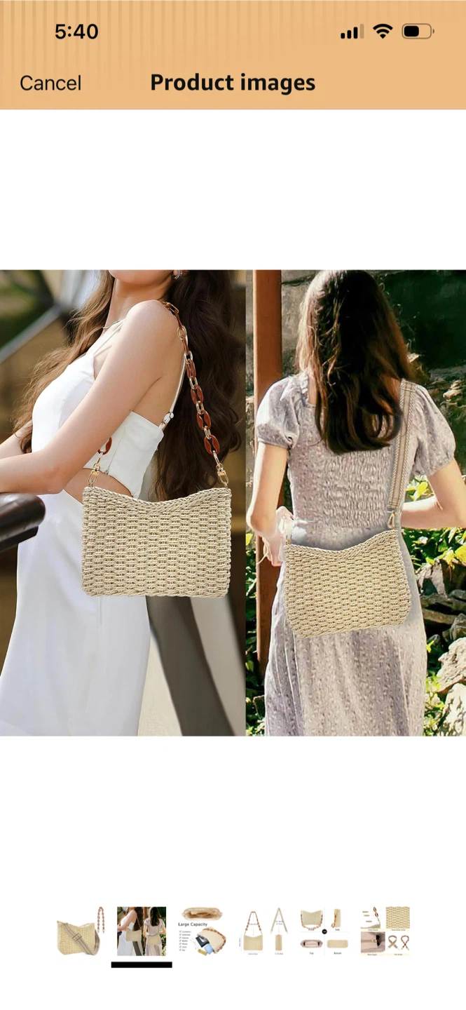 New-Straw Shoulder Bag with Chain Strap!