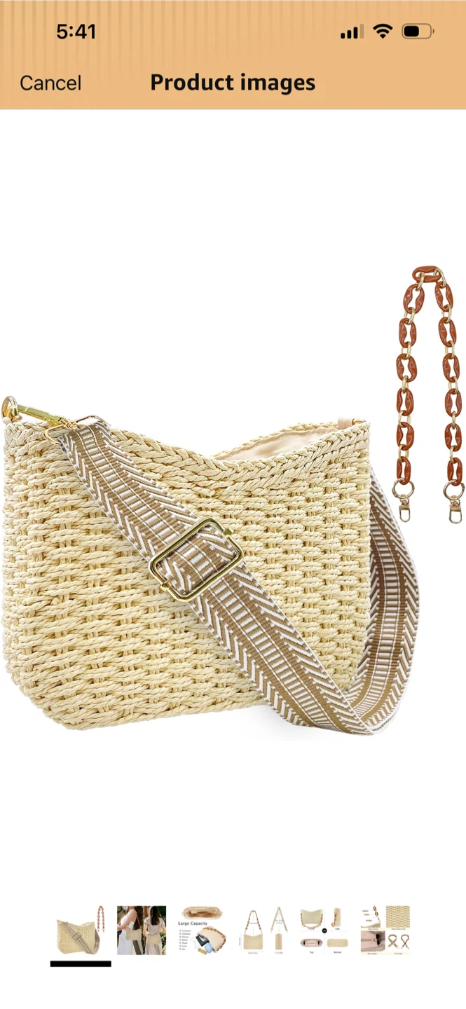 New-Straw Shoulder Bag with Chain Strap! - photo 2