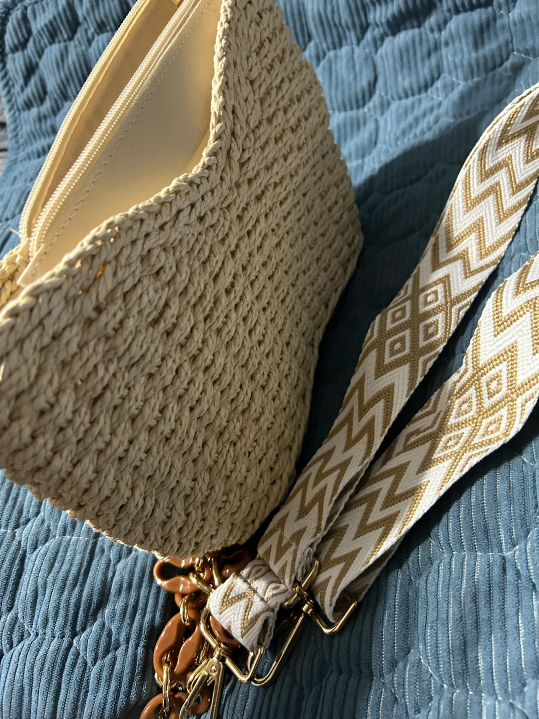 New-Straw Shoulder Bag with Chain Strap! - photo 5