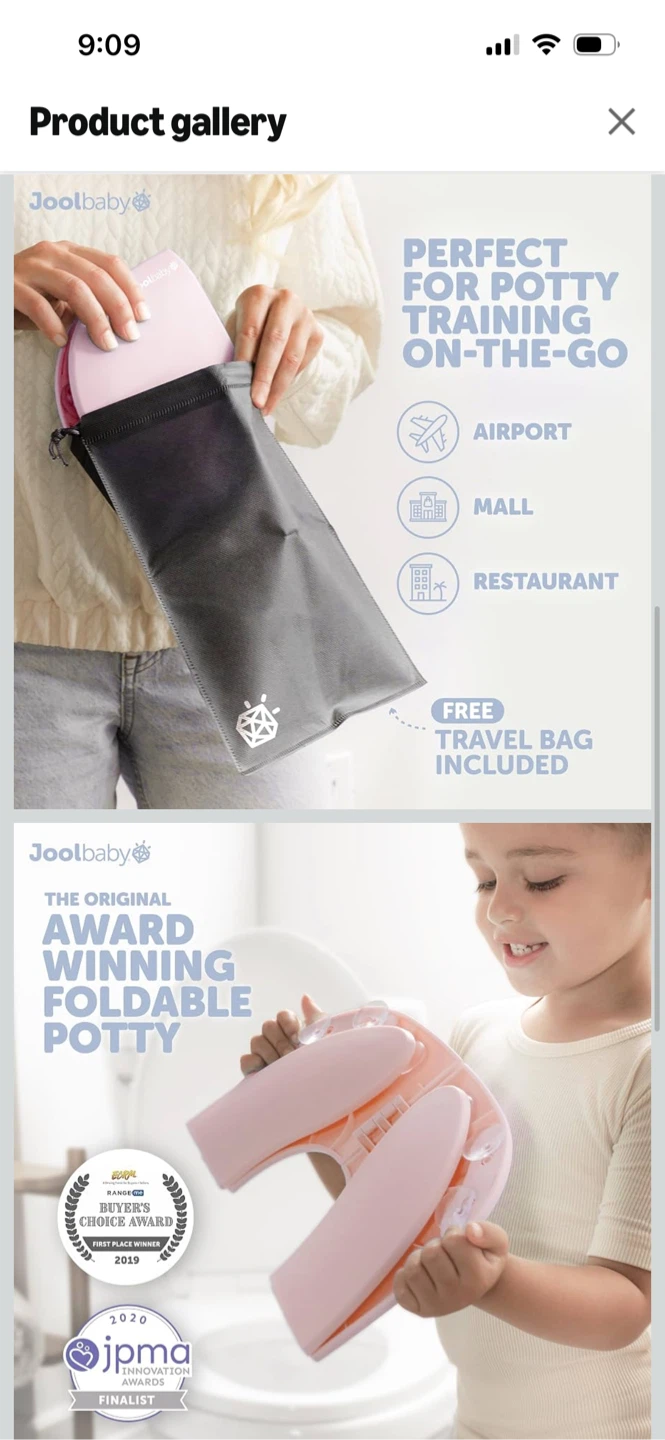 New-Jool Baby Pink Foldable Potty Seat with Travel Bag - photo 2