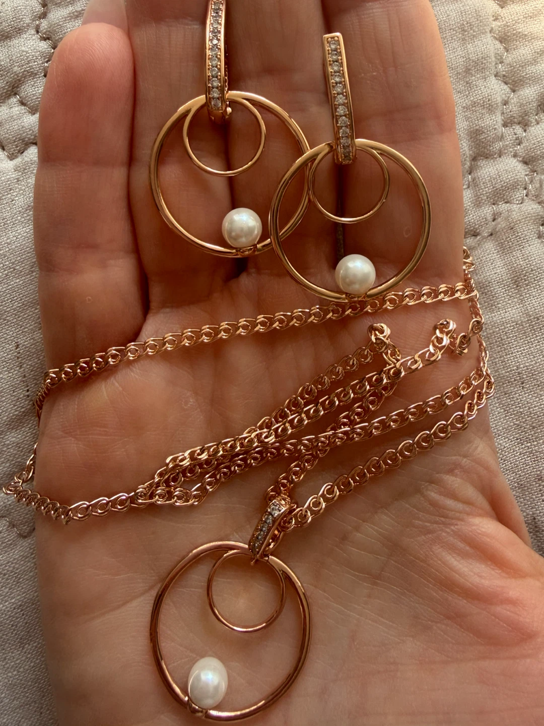 14k pearl earrings  necklace