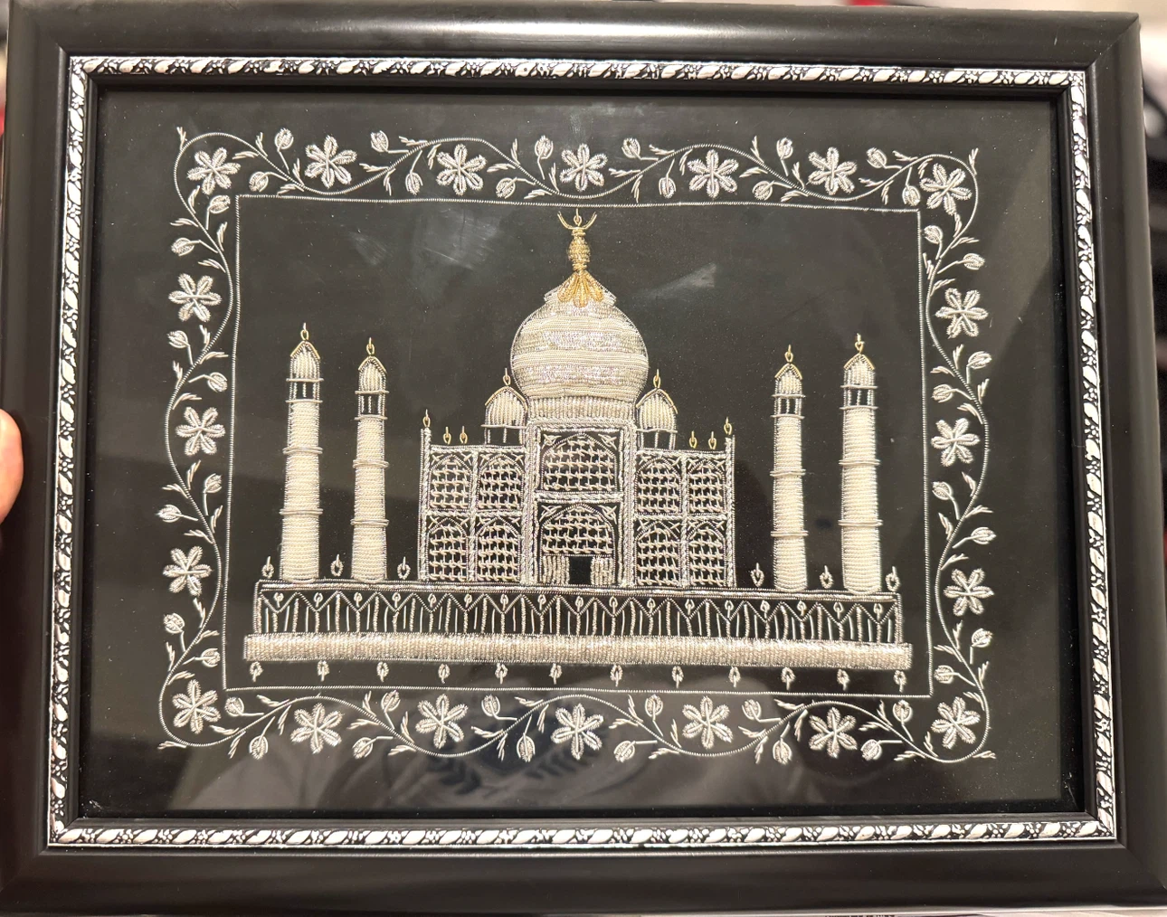 Framed Taj Mahal Embroidery Art