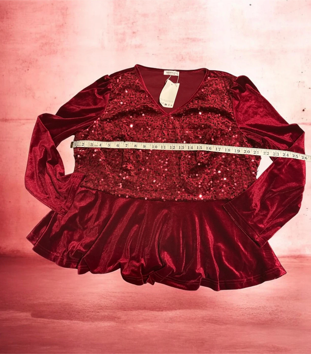 DressTells Women's Velvet Sequin Peplum Top XXL - photo 3