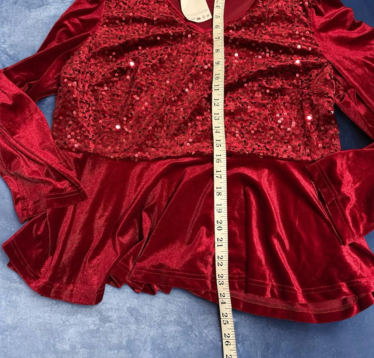 DressTells Women's Velvet Sequin Peplum Top XXL - photo 5