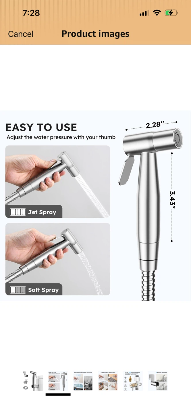 New-Arofa Stainless Steel Bidet Sprayer Set! - photo 3