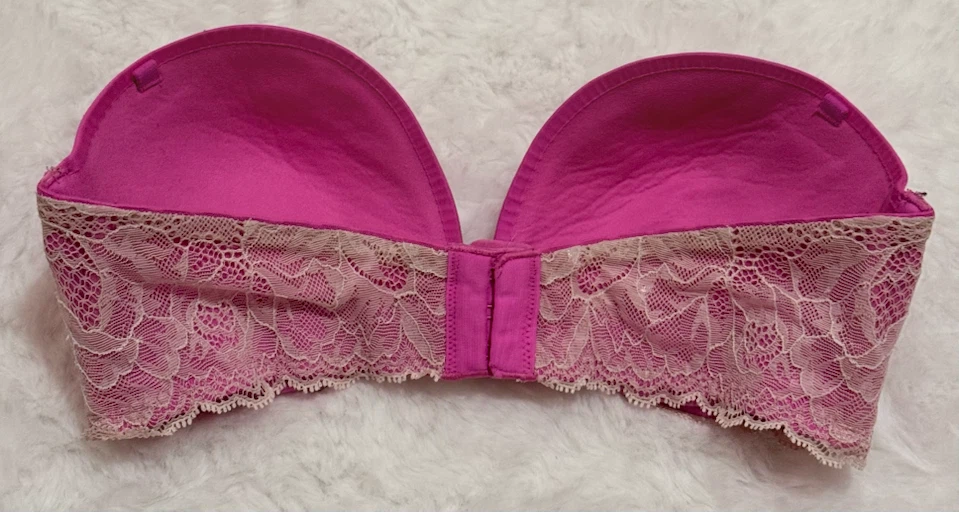 Victoria Secret Pink Lace Trim Strapless Bra - photo 2