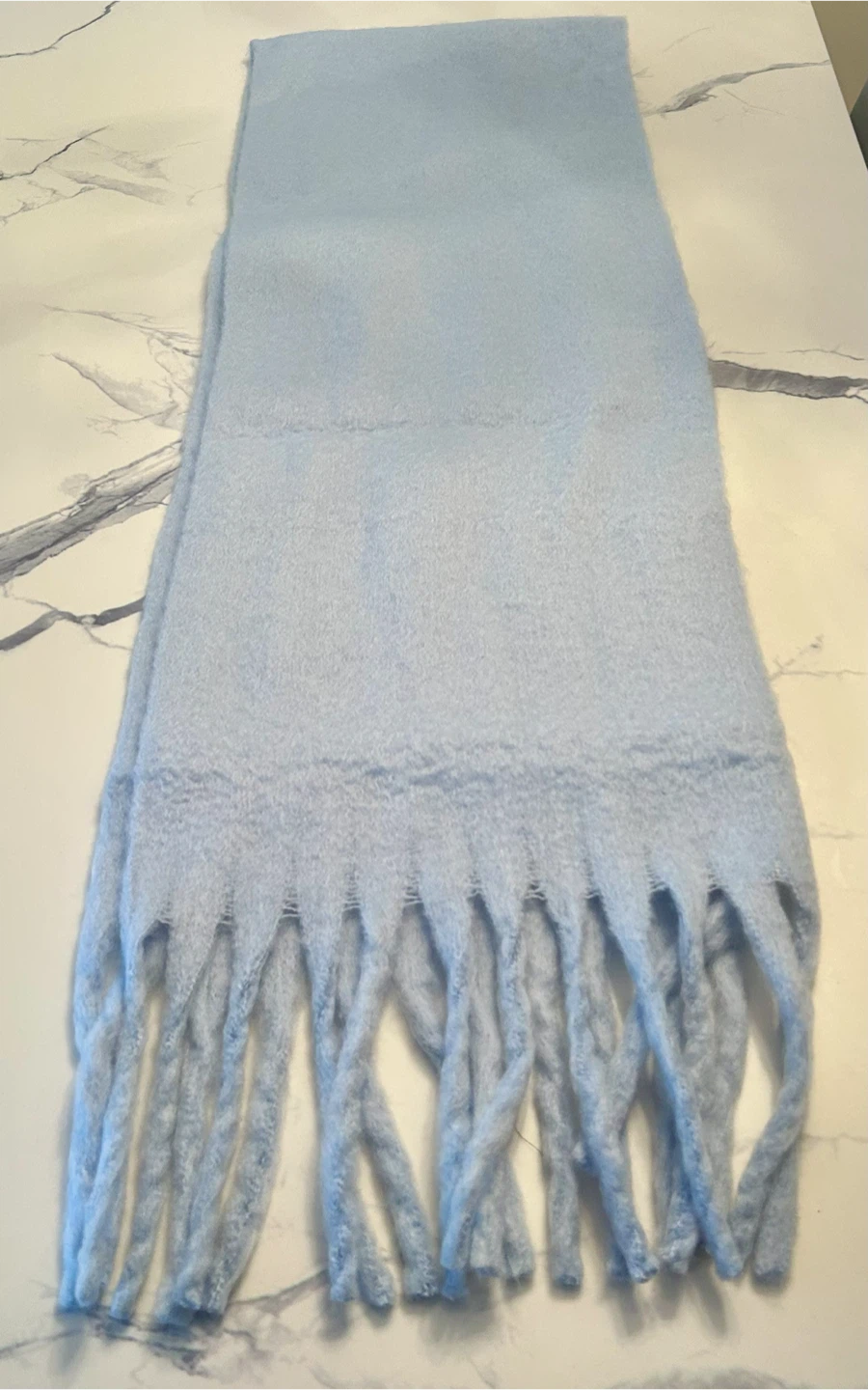 Light Blue Soft Scarf with Fringe (New!)