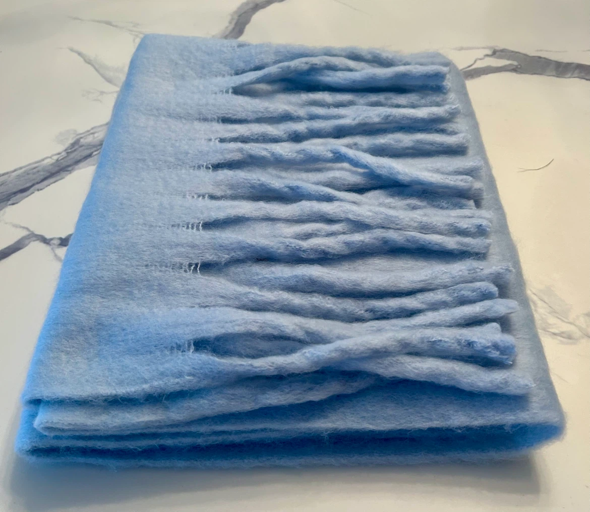 Light Blue Soft Scarf with Fringe (New!) - photo 2