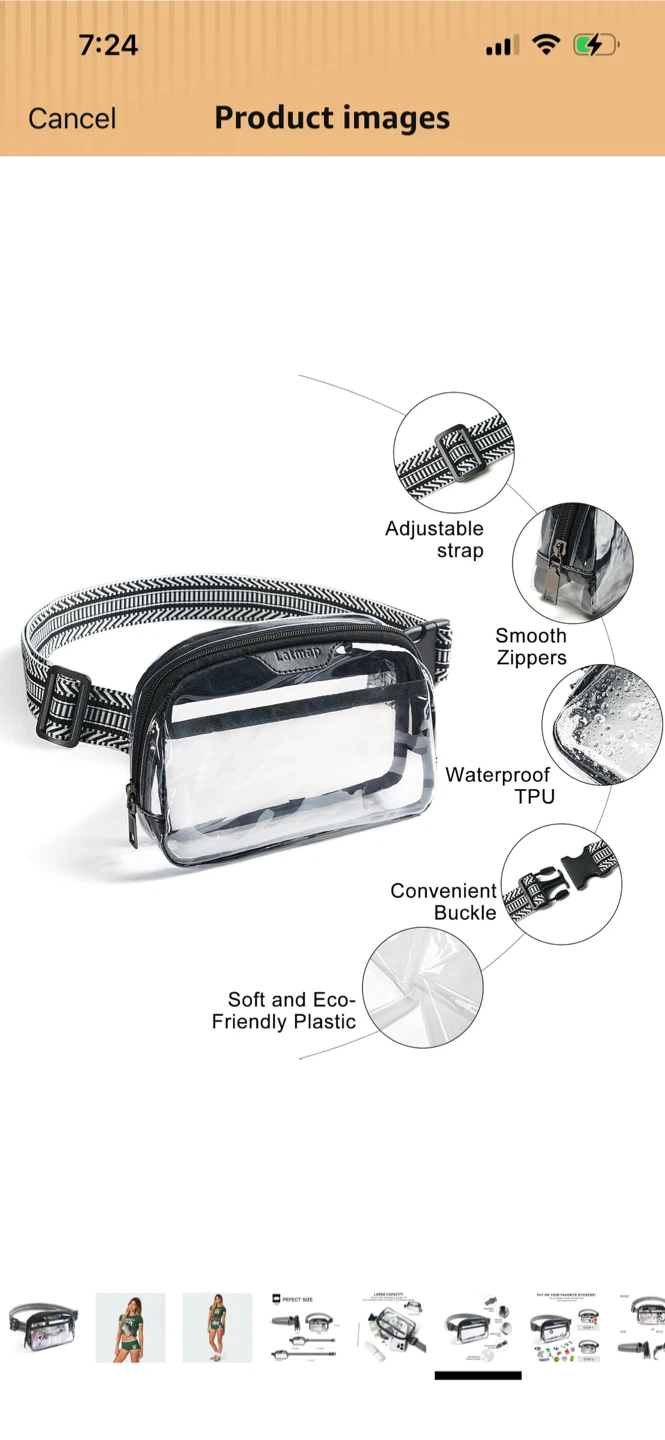 Brand new-Latmap Clear Stadium Sling Bag with Adjustable Strap - photo 2