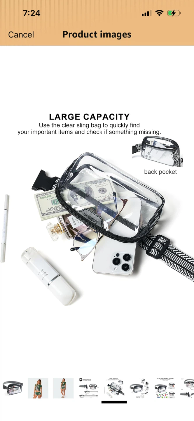 Brand new-Latmap Clear Stadium Sling Bag with Adjustable Strap - photo 4