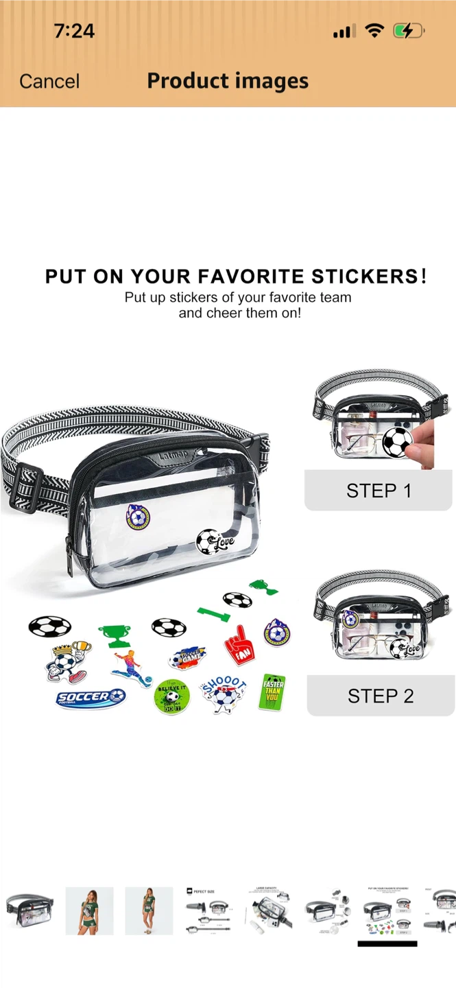 Brand new-Latmap Clear Stadium Sling Bag with Adjustable Strap - photo 5
