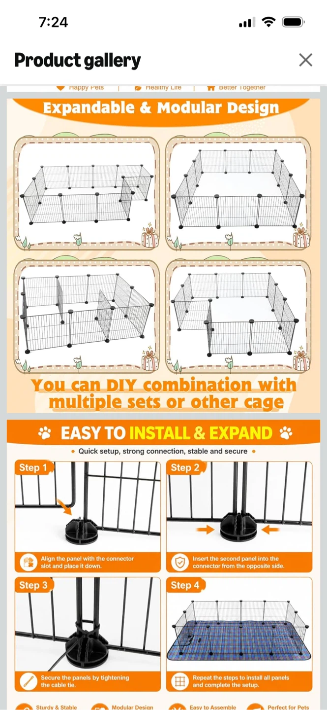 New-Modular Grid Pet Playpen Panels and Connectors