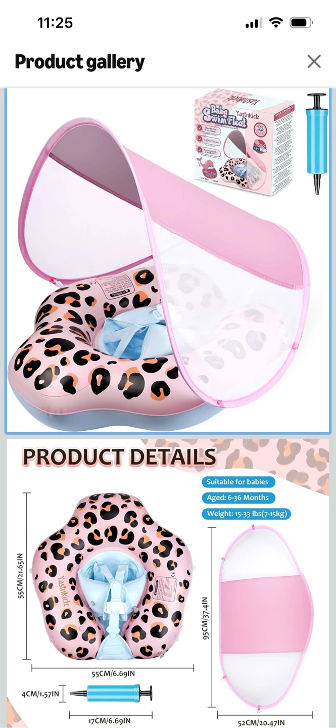 New-YashinKidz Baby Swim Float with Sunshade