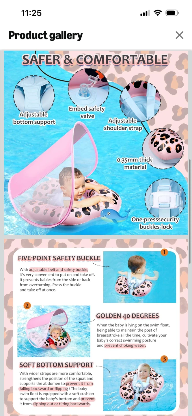 New-YashinKidz Baby Swim Float with Sunshade - photo 3