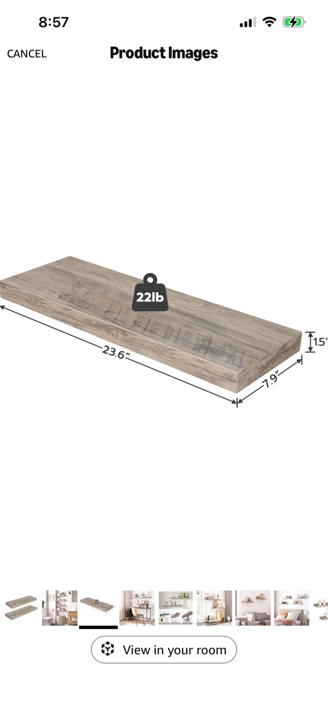 Brand New-HOOBRO Floating Shelves Set of 2 - Greige - photo 4