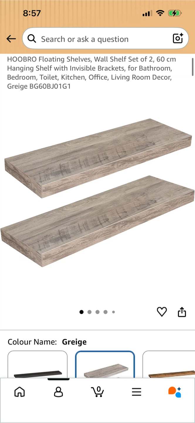 Brand New-HOOBRO Floating Shelves Set of 2 - Greige - photo 5