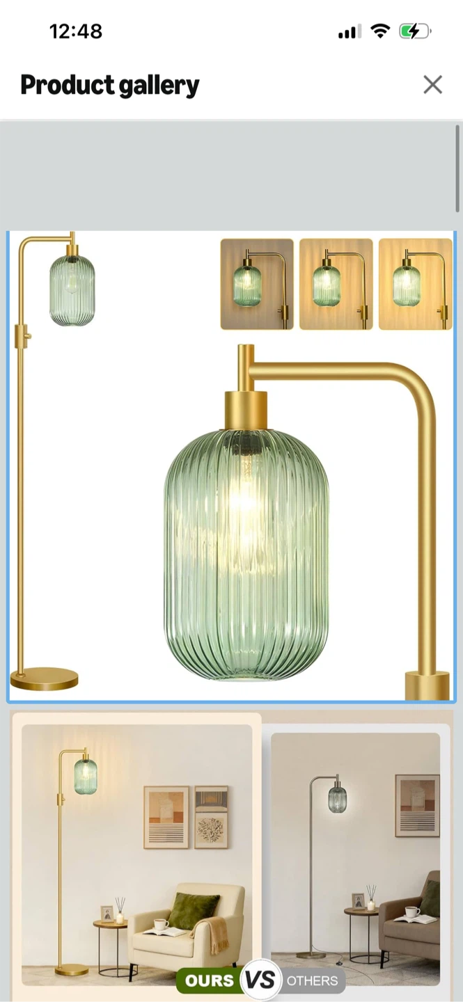 Brand New-Dimmable Glass Floor Lamp with LED Bulb Included