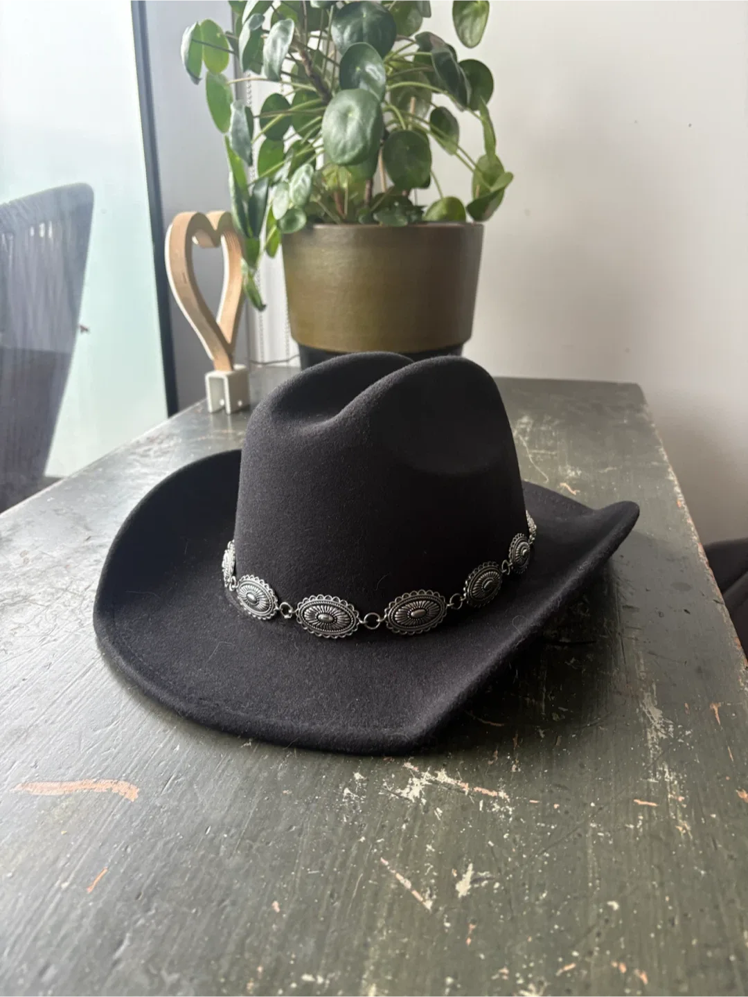Ardene Black Western Hat with Silver Embellishment