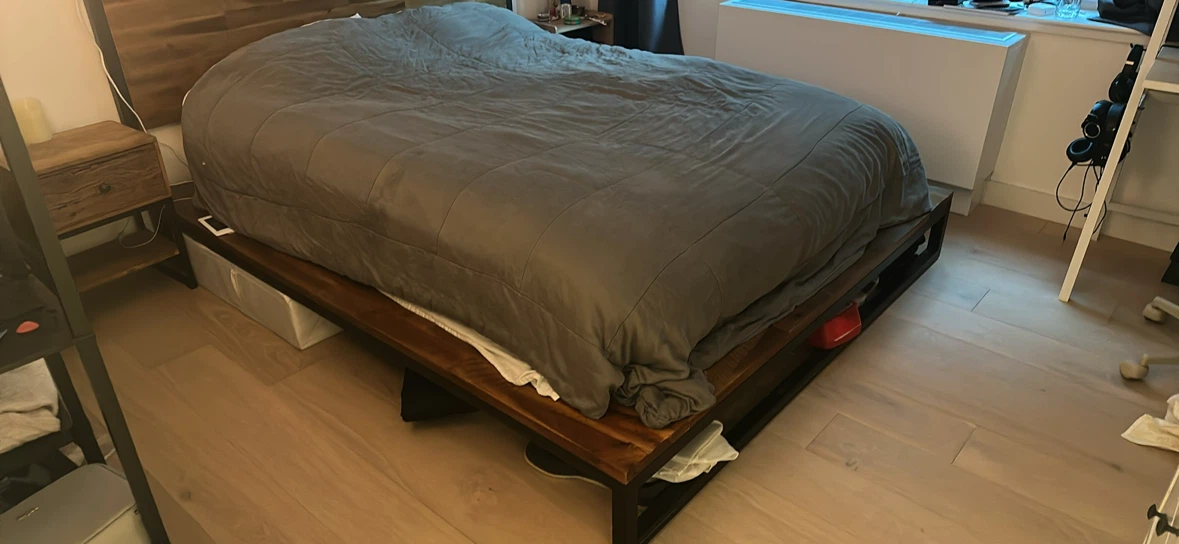 West Elm Wood and Metal Bed Frame with Headboard - photo 2