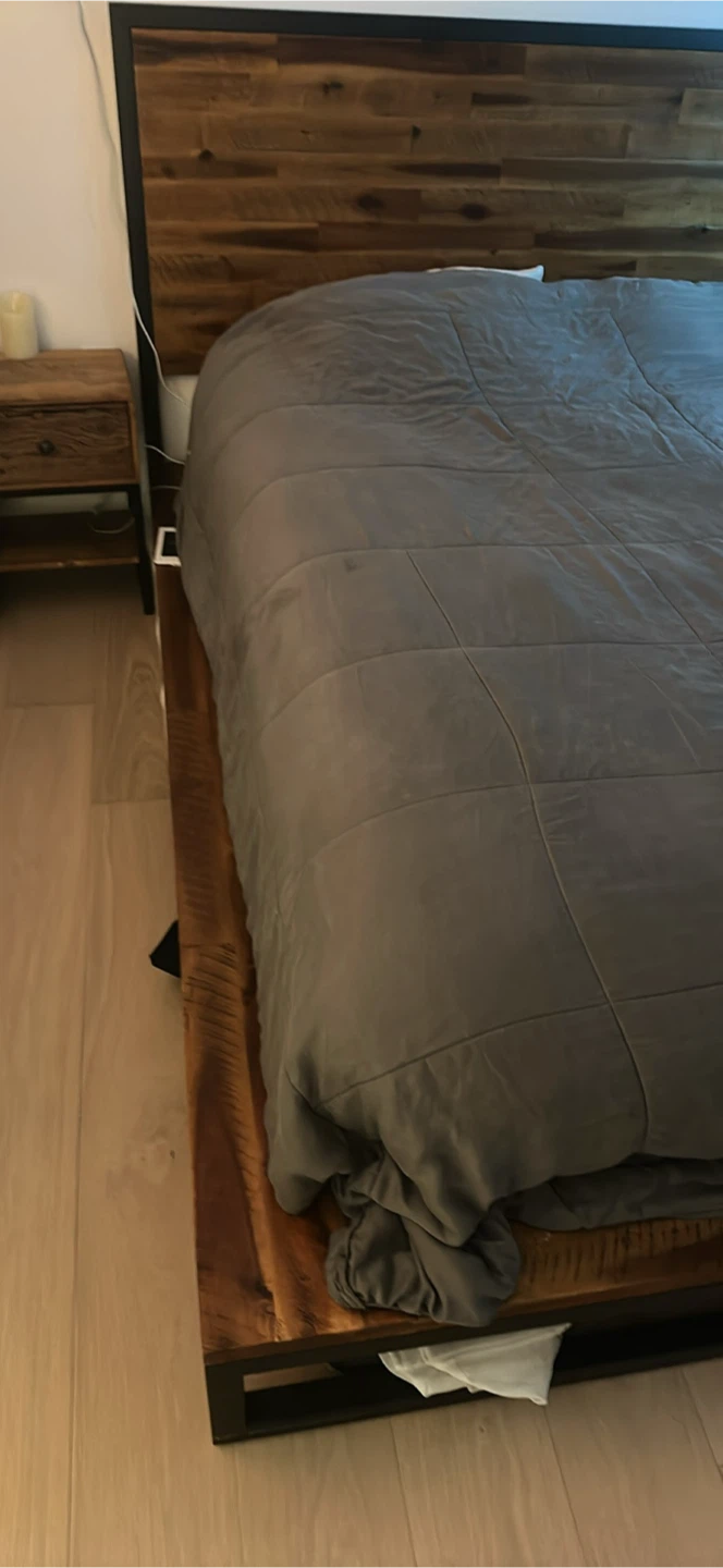 West Elm Wood and Metal Bed Frame with Headboard - photo 4