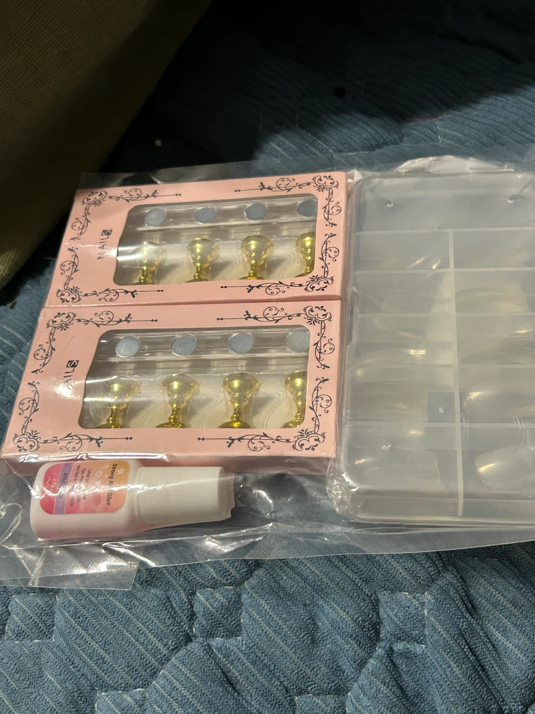 New-Nail Art Press On Tips & Glue Set & clear Nails - photo 2