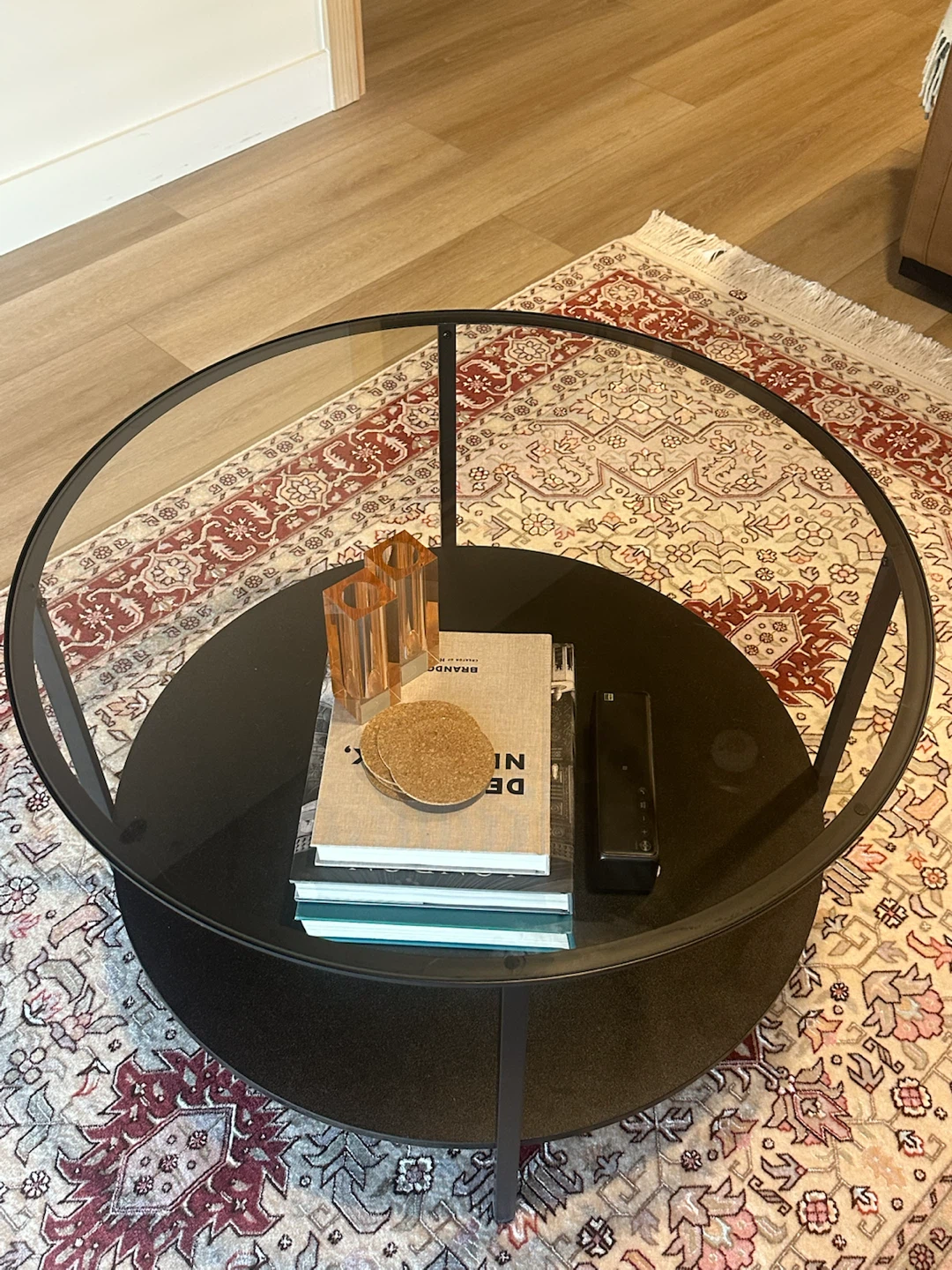 Round Coffee Table with Glass Top