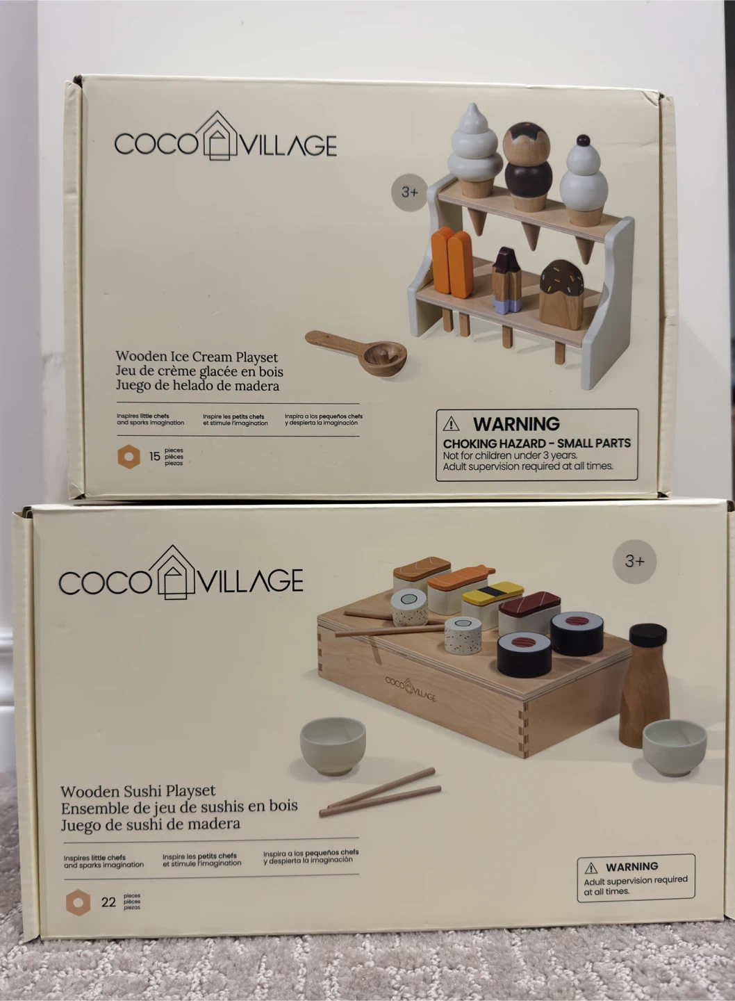 Coco village wooden toy ice cream sushi toy set BNIB