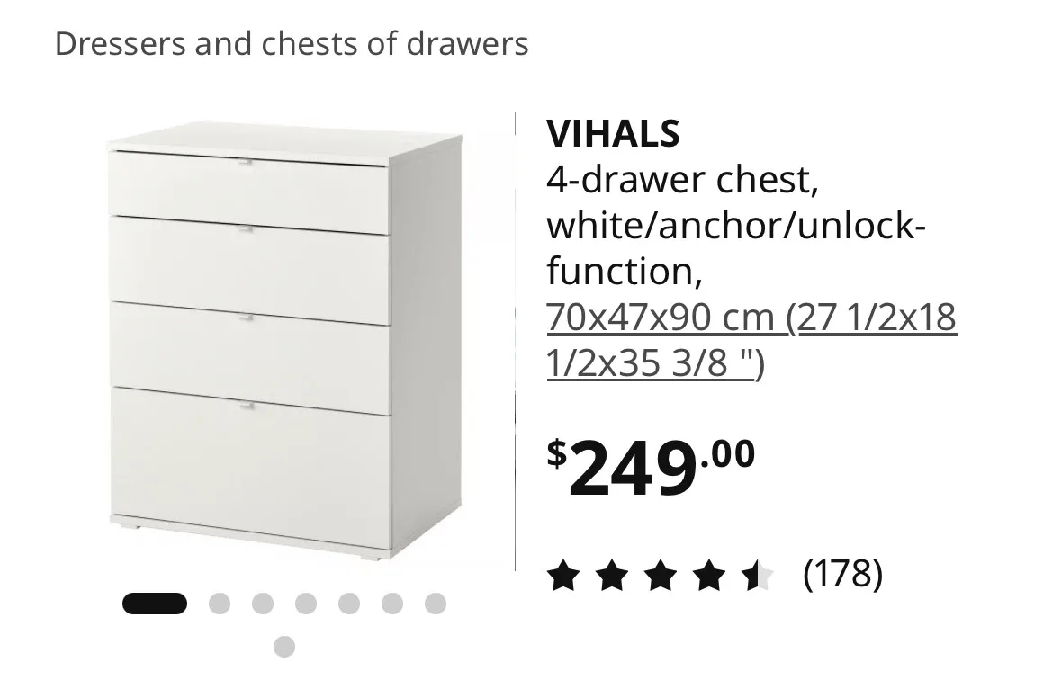 IKEA VIHALS 4-drawer chest, white - photo 2