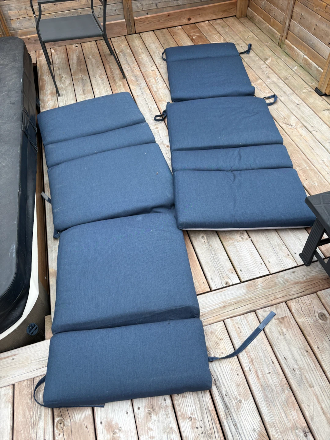 2 Navy Blue Outdoor Chair Cushions lounger