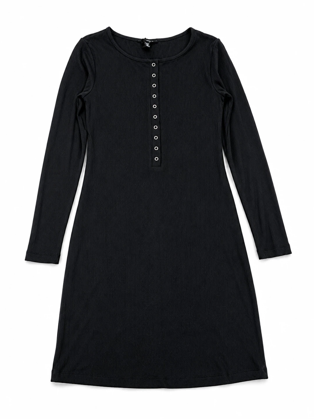 Dynamite Black Ribbed Button-Up Dress Size L/G - photo 2