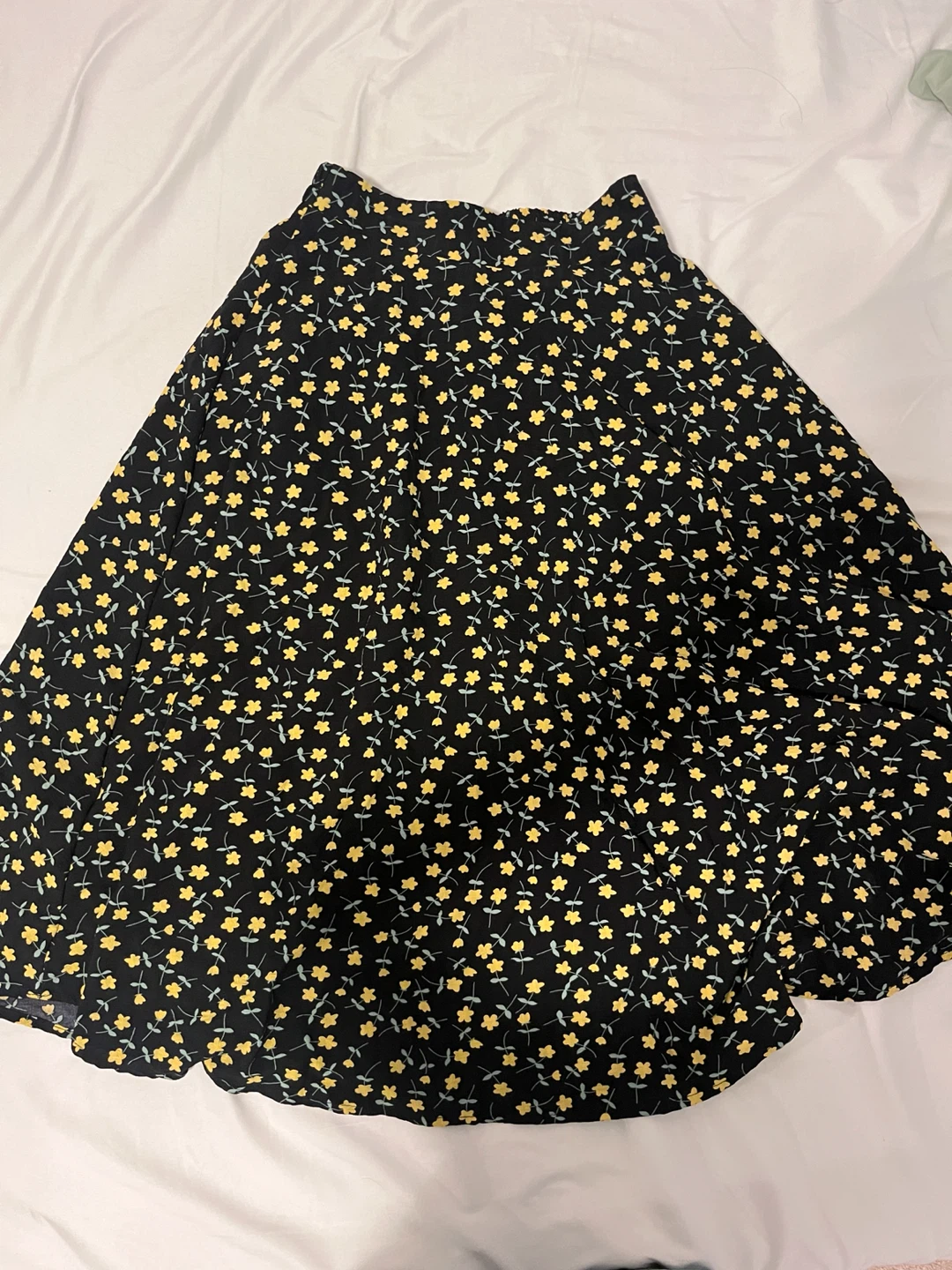 Black floral print midi skirt - photo 2
