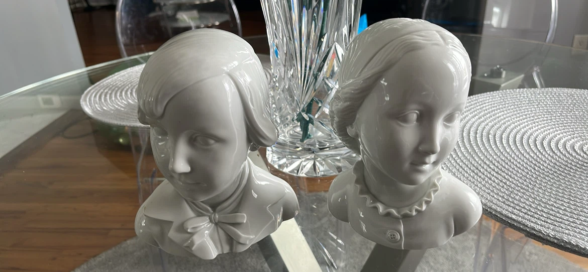 Vintage Ceramic Boy and Girl Bust Figurines