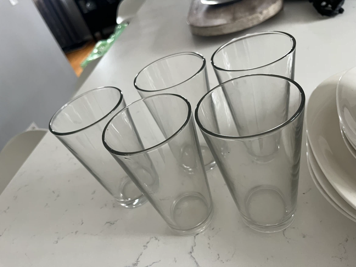 Set of 5 Clear Glass Tumblers