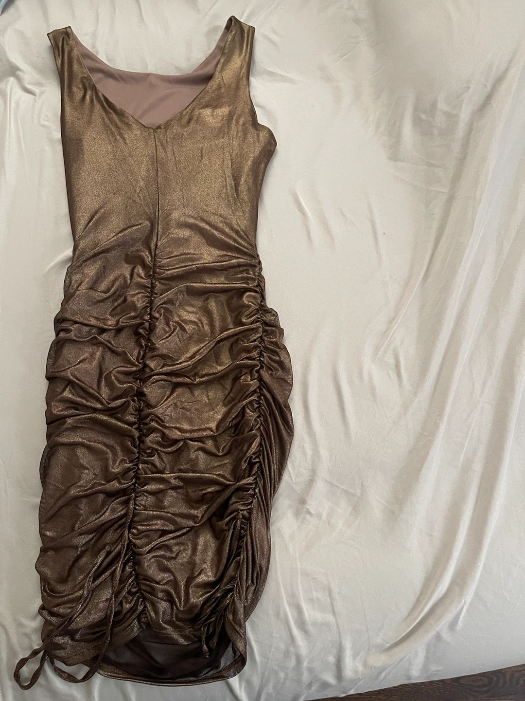 Bebe Ruched Metallic Dress