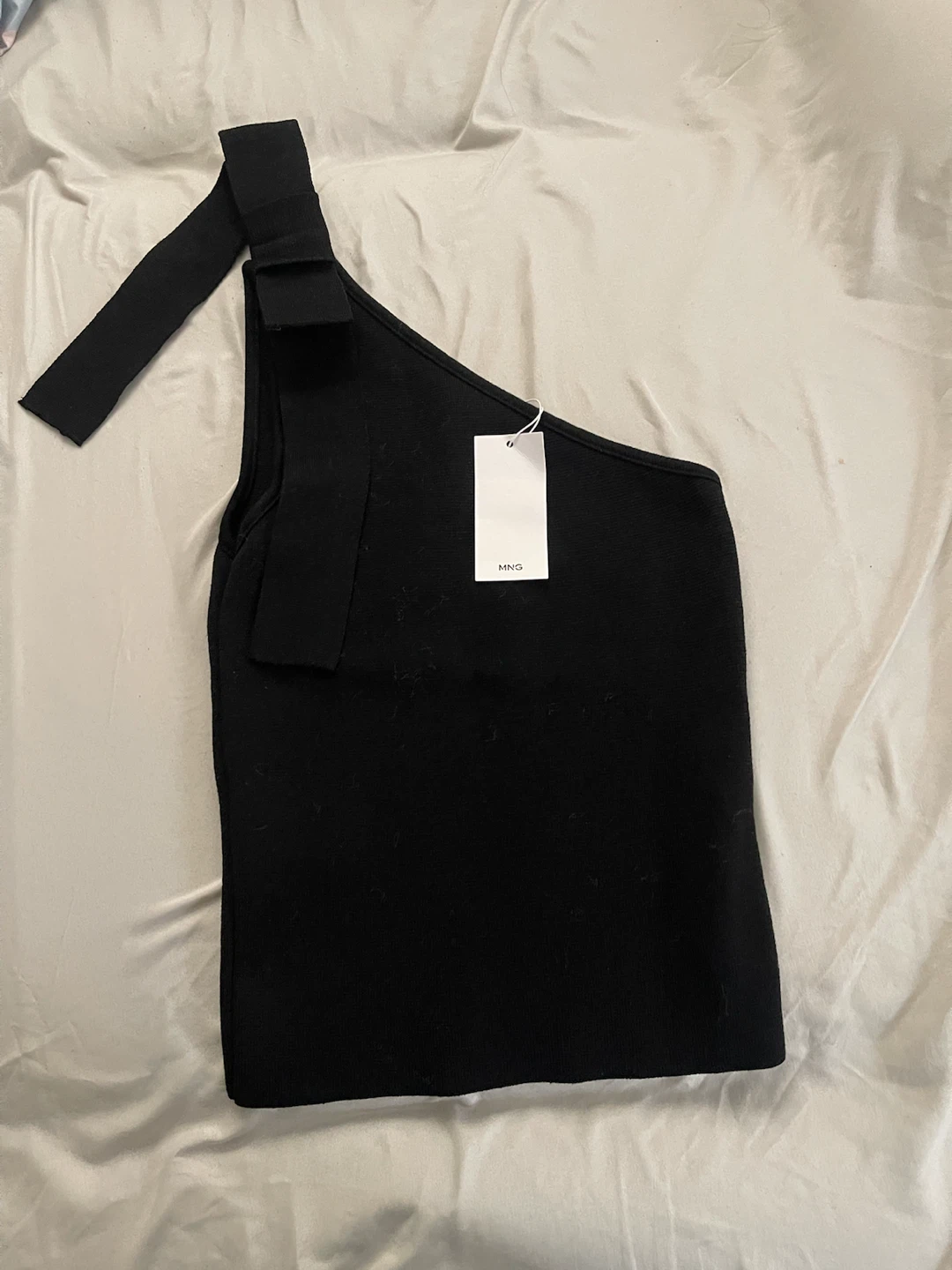 MANGO Black One-Shoulder Top