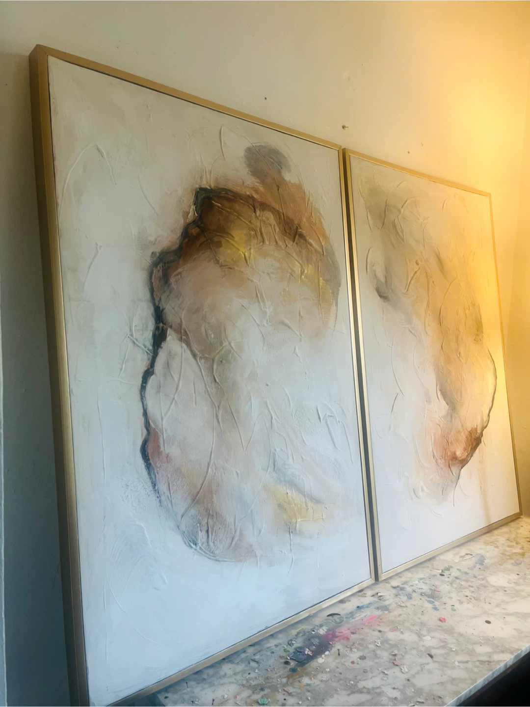 *Reduced Set of 2 Abstract Paintings Framed 25x37” each